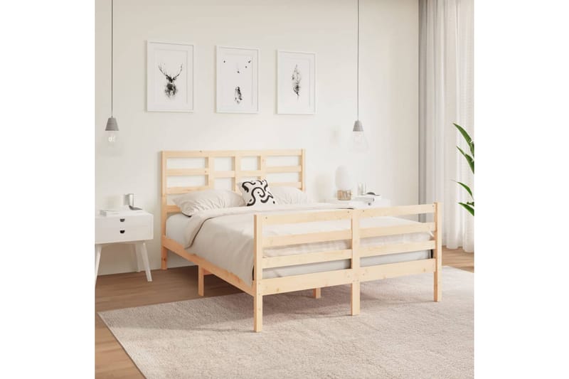 beBasic sengeramme 140x190 cm massivt træ - Brun - Møbler - Senge - Sengeramme & sengestel