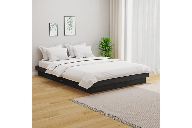 beBasic sengeramme 140x190 cm massivt træ grå - GrÃ¥ - Møbler - Senge - Sengeramme & sengestel