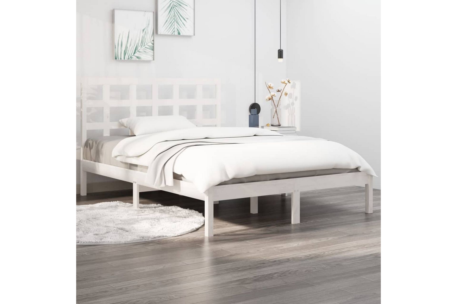 beBasic sengeramme 140x190 cm massivt træ hvid - Hvid - Møbler - Senge - Sengeramme & sengestel