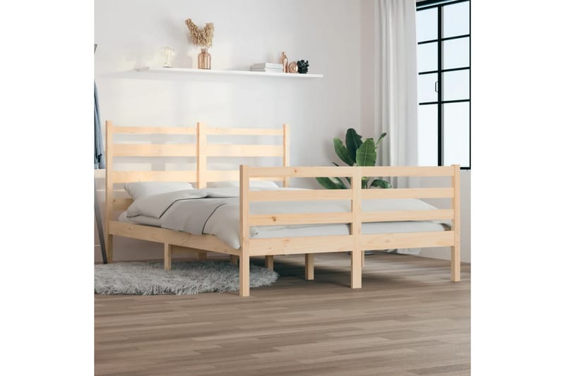 beBasic sengeramme 140x200 cm massivt fyrretræ - Brun - Møbler - Senge - Sengeramme & sengestel