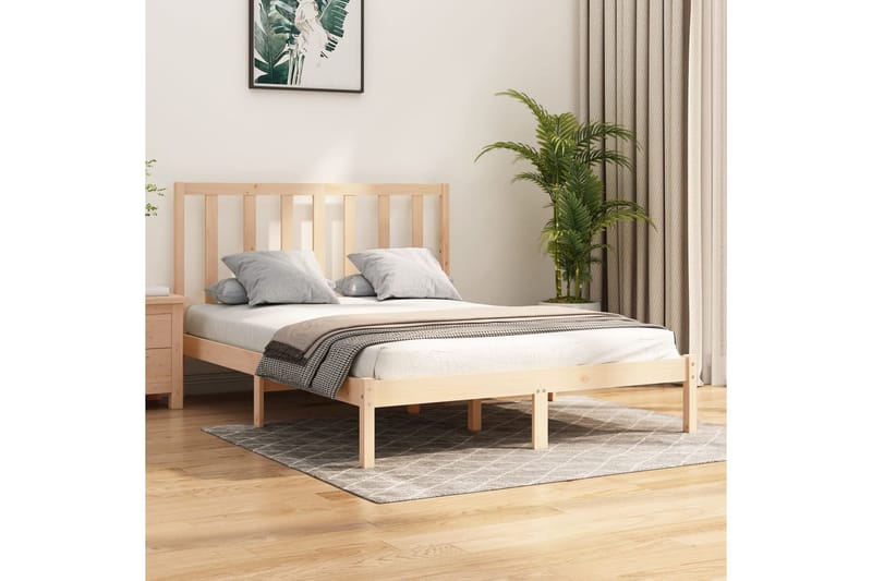 beBasic sengeramme 140x200 cm massivt fyrretræ - Brun - Møbler - Senge - Sengeramme & sengestel