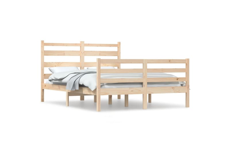 beBasic sengeramme 140x200 cm massivt fyrretræ - Brun - Møbler - Senge - Sengeramme & sengestel