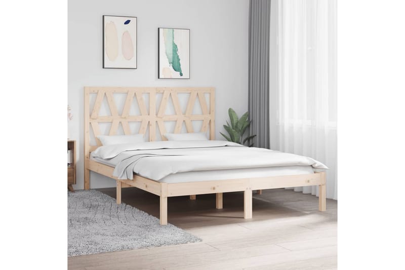 beBasic sengeramme 140x200 cm massivt fyrretræ - Brun - Møbler - Senge - Sengeramme & sengestel