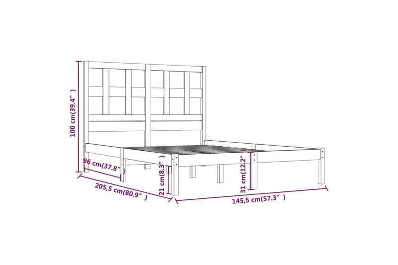 beBasic sengeramme 140x200 cm massivt fyrretræ hvid - Hvid - Møbler - Senge - Sengeramme & sengestel