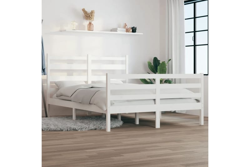 beBasic sengeramme 140x200 cm massivt fyrretræ hvid - Hvid - Møbler - Senge - Sengeramme & sengestel