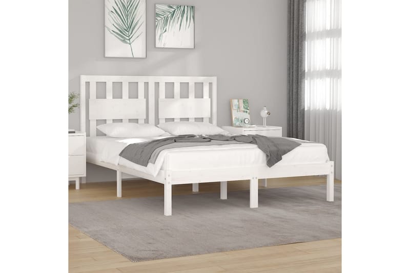 beBasic sengeramme 140x200 cm massivt fyrretræ hvid - Hvid - Møbler - Senge - Sengeramme & sengestel