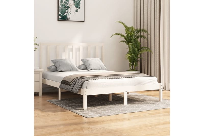 beBasic sengeramme 140x200 cm massivt fyrretræ hvid - Hvid - Møbler - Senge - Sengeramme & sengestel