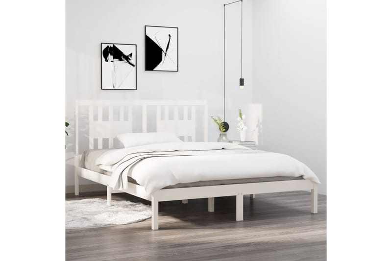 beBasic sengeramme 140x200 cm massivt fyrretræ hvid - Hvid - Møbler - Senge - Sengeramme & sengestel