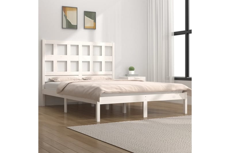 beBasic sengeramme 140x200 cm massivt fyrretræ hvid - Hvid - Møbler - Senge - Sengeramme & sengestel