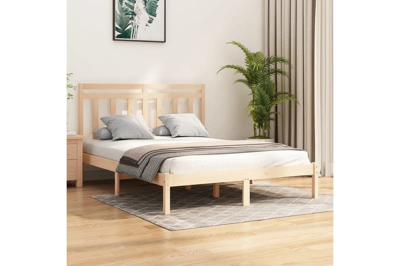 beBasic sengeramme 140x200 cm massivt træ - Brun - Møbler - Senge - Sengeramme & sengestel