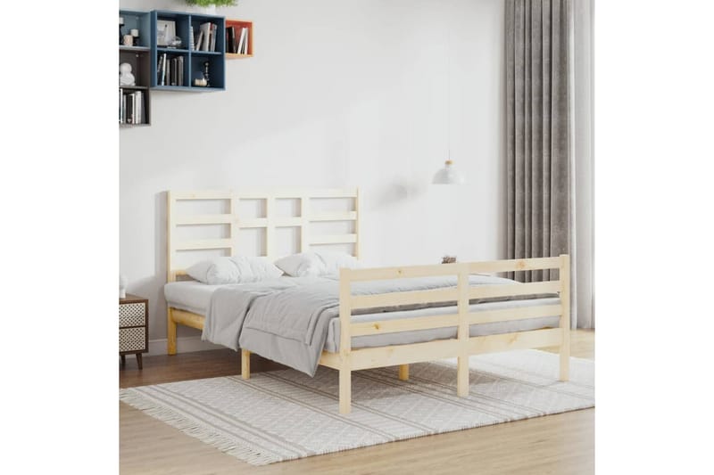 beBasic sengeramme 140x200 cm massivt træ - Brun - Møbler - Senge - Sengeramme & sengestel