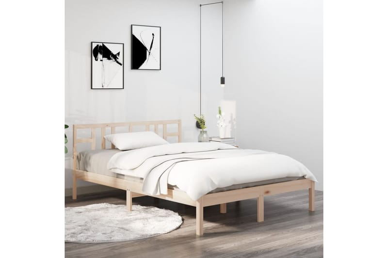 beBasic sengeramme 140x200 cm massivt træ - Brun - Møbler - Senge - Sengeramme & sengestel