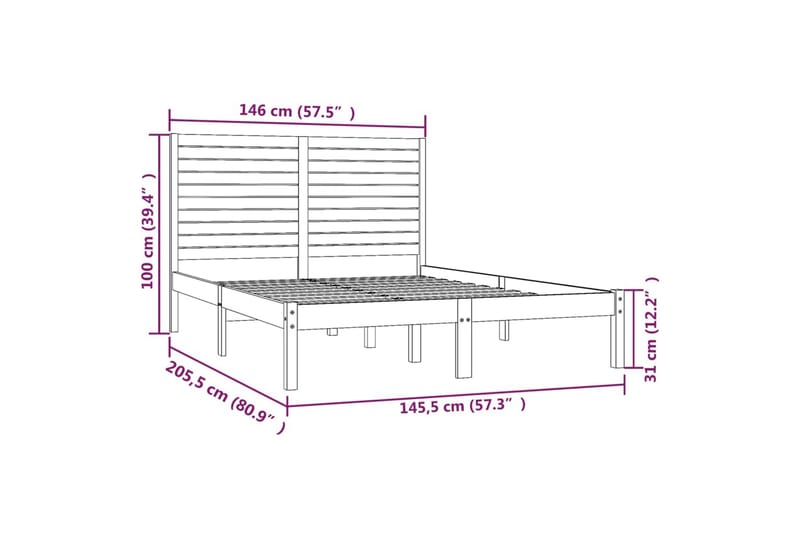 beBasic sengeramme 140x200 cm massivt træ - Brun - Møbler - Senge - Sengeramme & sengestel