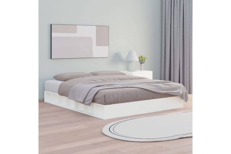 beBasic sengeramme 140x200 cm massivt træ hvid - Hvid - Møbler - Senge - Sengeramme & sengestel