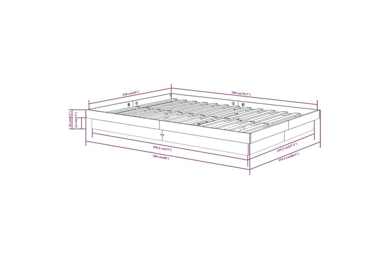 beBasic sengeramme 150x200 cm 5FT King massivt træ - Brun - Sengeramme & sengestel