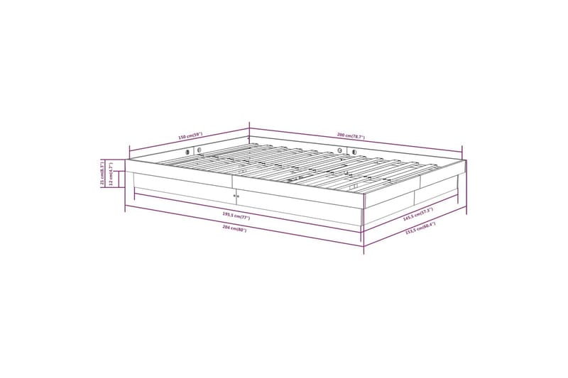 beBasic sengeramme 150x200 cm 5FT King massivt træ sort - Sort - Sengeramme & sengestel