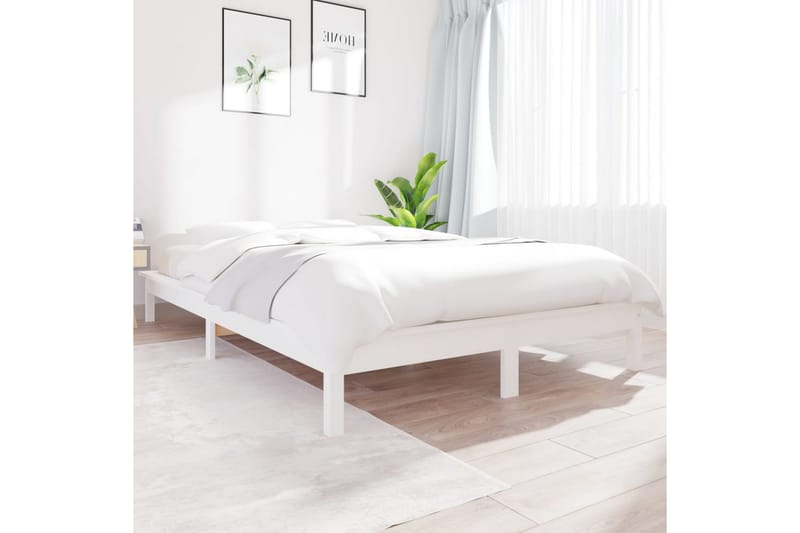 beBasic sengeramme 150x200 cm 5FT King Size massivt fyrretræ hvid - Hvid - Sengeramme & sengestel