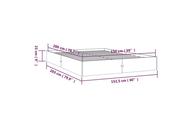 beBasic sengeramme 150x200 cm 5FT King Size massivt træ - Brun - Møbler - Senge - Sengeramme & sengestel