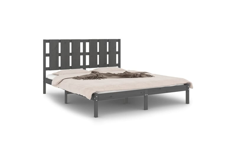 beBasic sengeramme 150x200 cm 5FT kingsize massivt træ grå - GrÃ¥ - Møbler - Senge - Sengeramme & sengestel