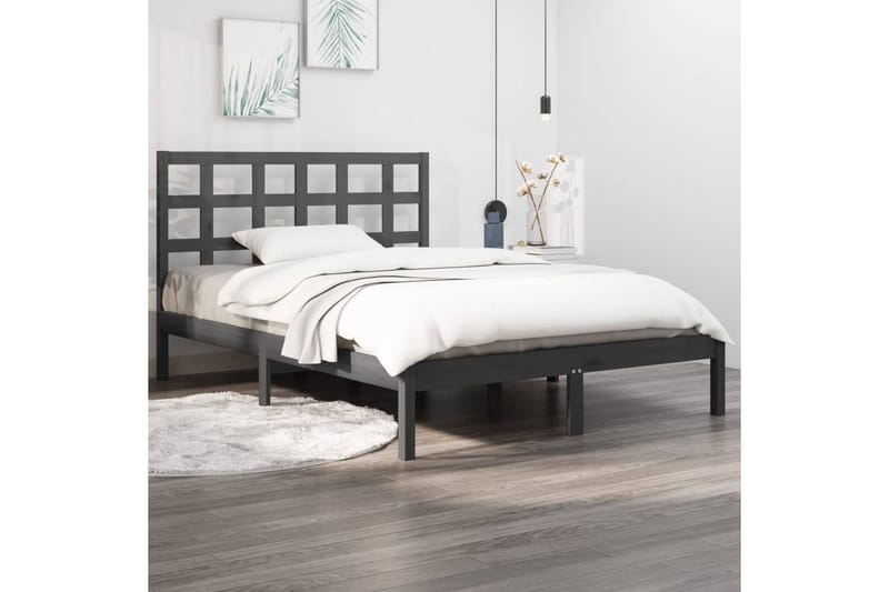 beBasic sengeramme 150x200 cm 5FT kingsize massivt træ grå - GrÃ¥ - Møbler - Senge - Sengeramme & sengestel