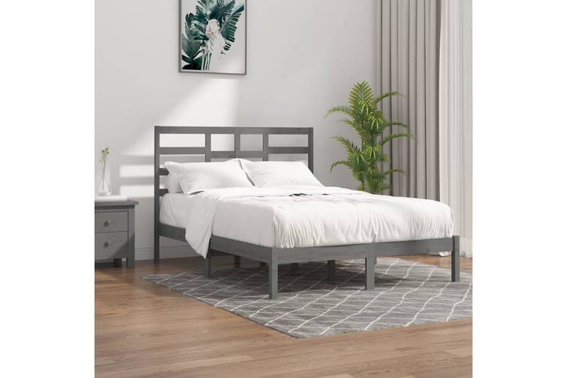beBasic sengeramme 150x200 cm 5FT kingsize massivt træ grå - GrÃ¥ - Møbler - Senge - Sengeramme & sengestel