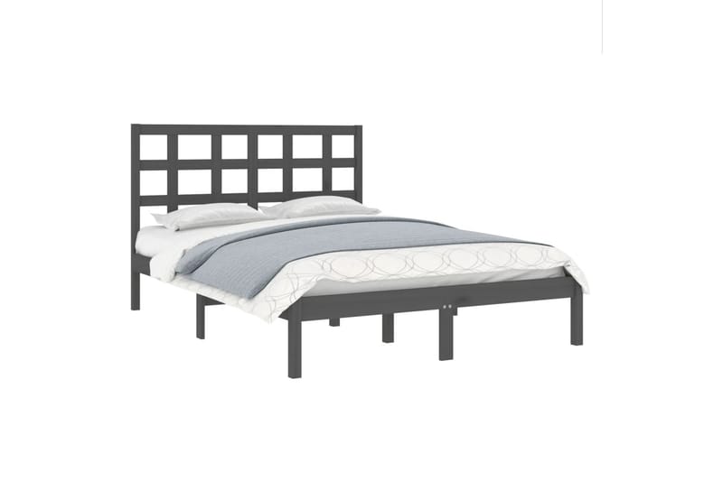 beBasic sengeramme 150x200 cm 5FT kingsize massivt træ grå - GrÃ¥ - Møbler - Senge - Sengeramme & sengestel