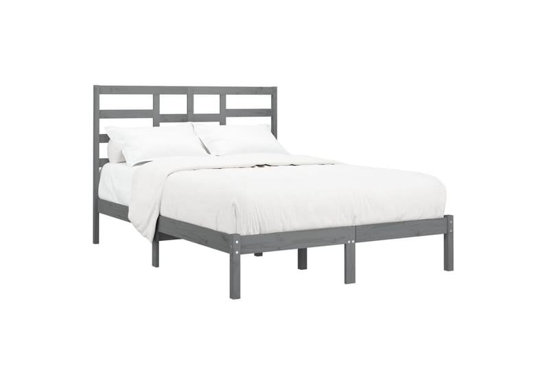 beBasic sengeramme 150x200 cm 5FT kingsize massivt træ grå - GrÃ¥ - Møbler - Senge - Sengeramme & sengestel