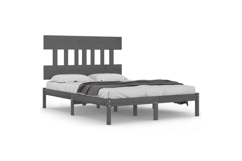 beBasic sengeramme 150x200 cm 5FT kingsize massivt træ grå - GrÃ¥ - Møbler - Senge - Sengeramme & sengestel