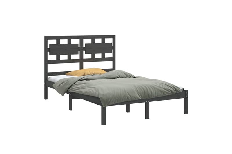 beBasic sengeramme 150x200 cm 5FT kingsize massivt træ grå - GrÃ¥ - Møbler - Senge - Sengeramme & sengestel