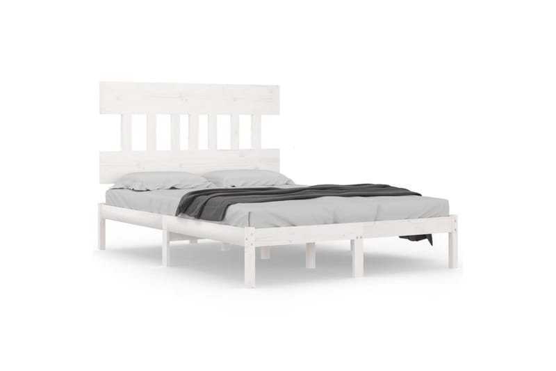 beBasic sengeramme 150x200 cm 5FT kingsize massivt træ hvid - Hvid - Sengeramme & sengestel