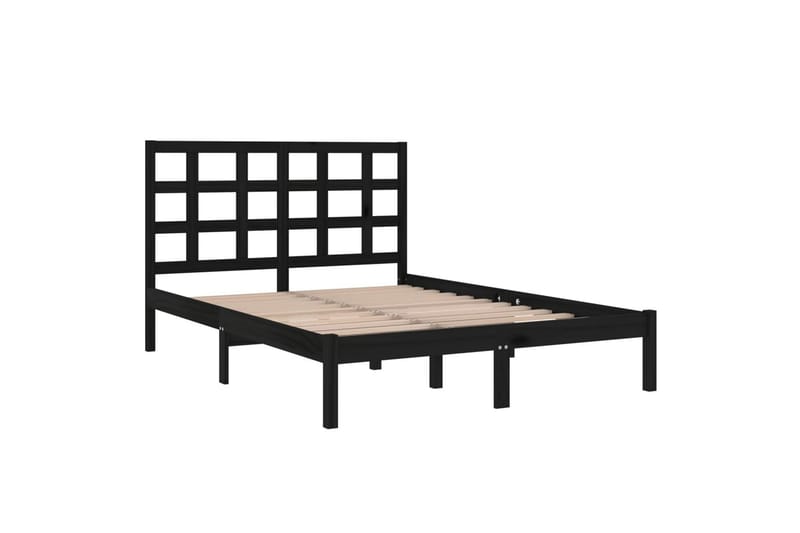 beBasic sengeramme 150x200 cm 5FT kingsize massivt træ sort - Sort - Sengeramme & sengestel