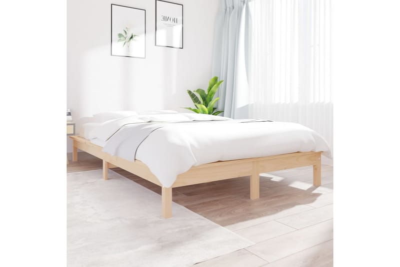 beBasic sengeramme 150x200 cm King Size massivt fyrretræ - Brun - Møbler - Senge - Sengeramme & sengestel