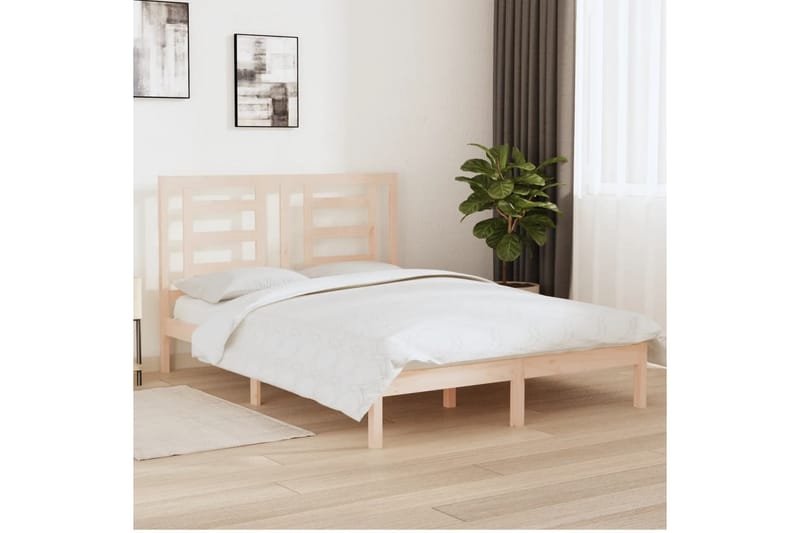 beBasic sengeramme 150x200 cm King Size massivt fyrretræ - Brun - Møbler - Senge - Sengeramme & sengestel