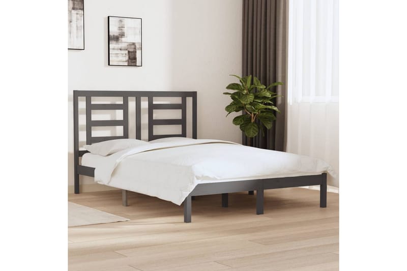 beBasic sengeramme 150x200 cm King Size massivt fyrretræ grå - GrÃ¥ - Møbler - Senge - Sengeramme & sengestel