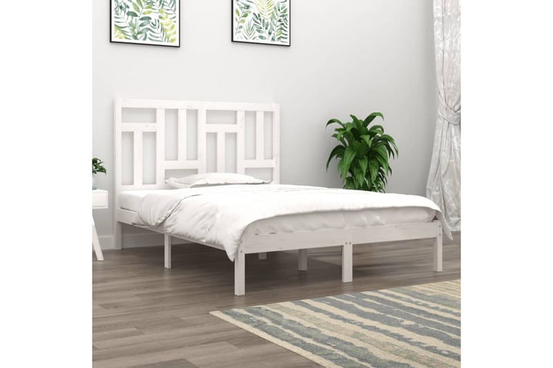 beBasic sengeramme 150x200 cm King Size massivt fyrretræ hvid - Hvid - Møbler - Senge - Sengeramme & sengestel
