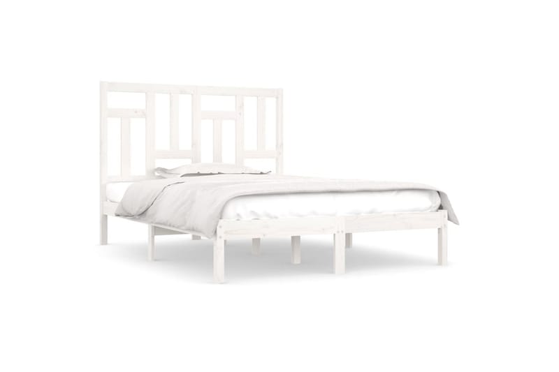 beBasic sengeramme 150x200 cm King Size massivt fyrretræ hvid - Hvid - Møbler - Senge - Sengeramme & sengestel