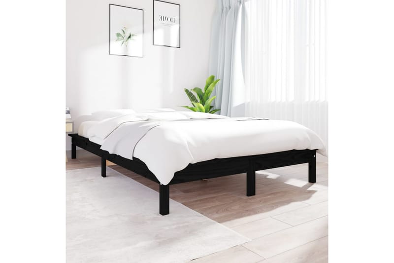 beBasic sengeramme 150x200 cm King Size massivt fyrretræ sort - Sort - Møbler - Senge - Sengeramme & sengestel