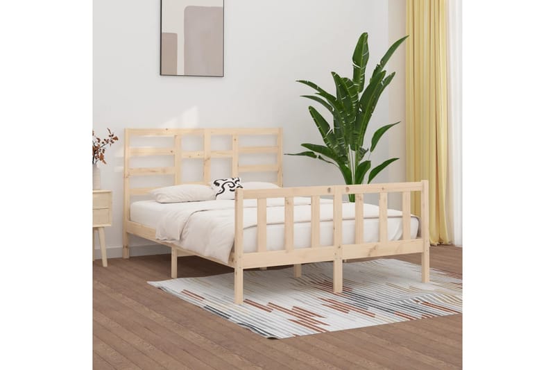 beBasic sengeramme 150x200 cm King Size massivt træ - Brun - Møbler - Senge - Sengeramme & sengestel