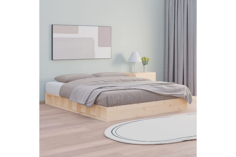 beBasic sengeramme 150x200 cm King Size massivt træ - Brun - Møbler - Senge - Sengeramme & sengestel