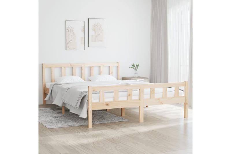 beBasic sengeramme 150x200 cm King Size massivt træ - Brun - Møbler - Senge - Sengeramme & sengestel