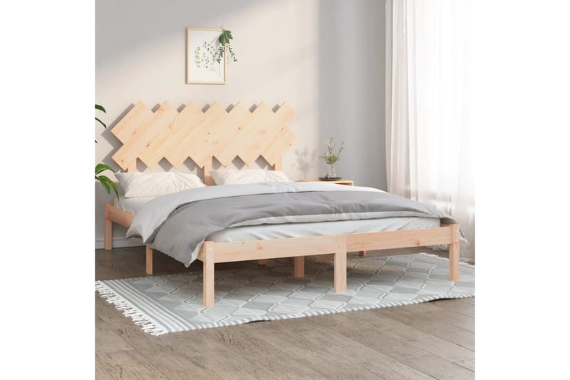 beBasic sengeramme 150x200 cm King Size massivt træ - Brun - Møbler - Senge - Sengeramme & sengestel
