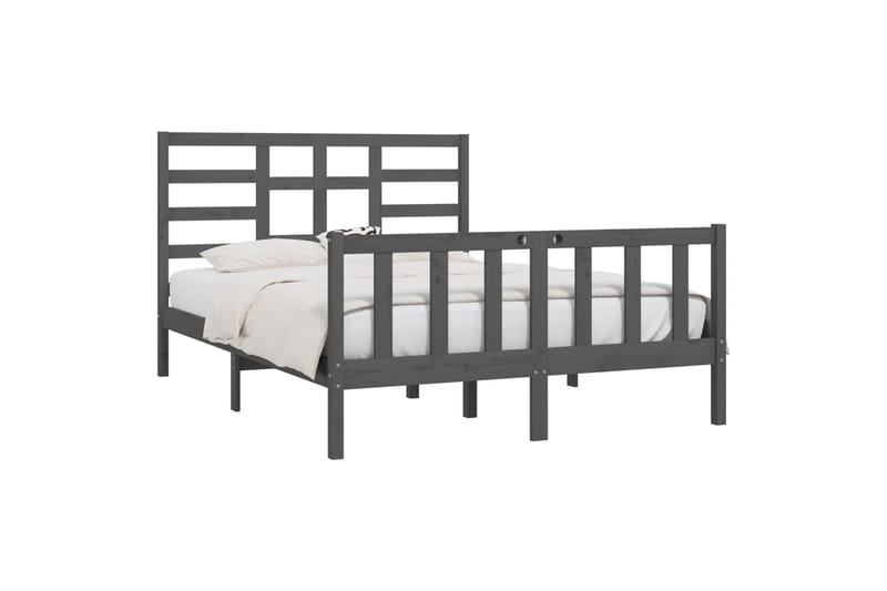 beBasic sengeramme 150x200 cm King Size massivt træ grå - GrÃ¥ - Møbler - Senge - Sengeramme & sengestel