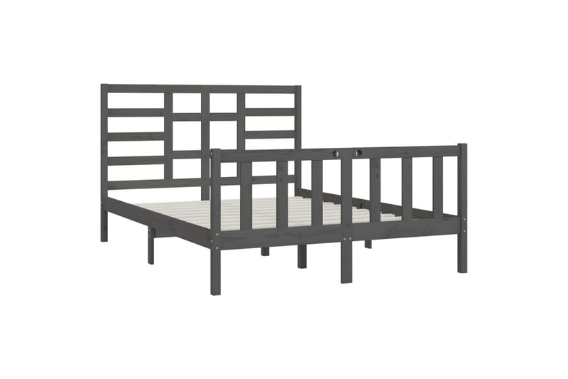 beBasic sengeramme 150x200 cm King Size massivt træ grå - GrÃ¥ - Møbler - Senge - Sengeramme & sengestel