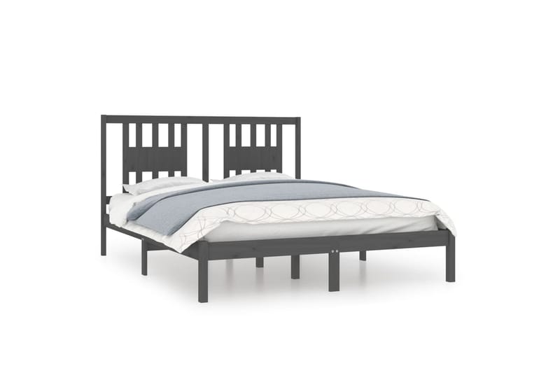 beBasic sengeramme 150x200 cm King Size massivt træ grå - GrÃ¥ - Møbler - Senge - Sengeramme & sengestel