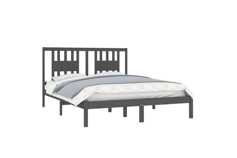 beBasic sengeramme 150x200 cm King Size massivt træ grå - GrÃ¥ - Møbler - Senge - Sengeramme & sengestel