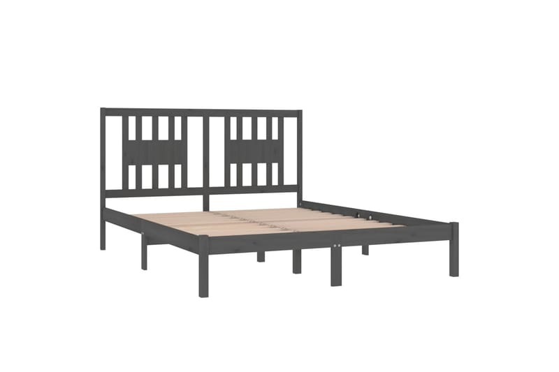 beBasic sengeramme 150x200 cm King Size massivt træ grå - GrÃ¥ - Møbler - Senge - Sengeramme & sengestel