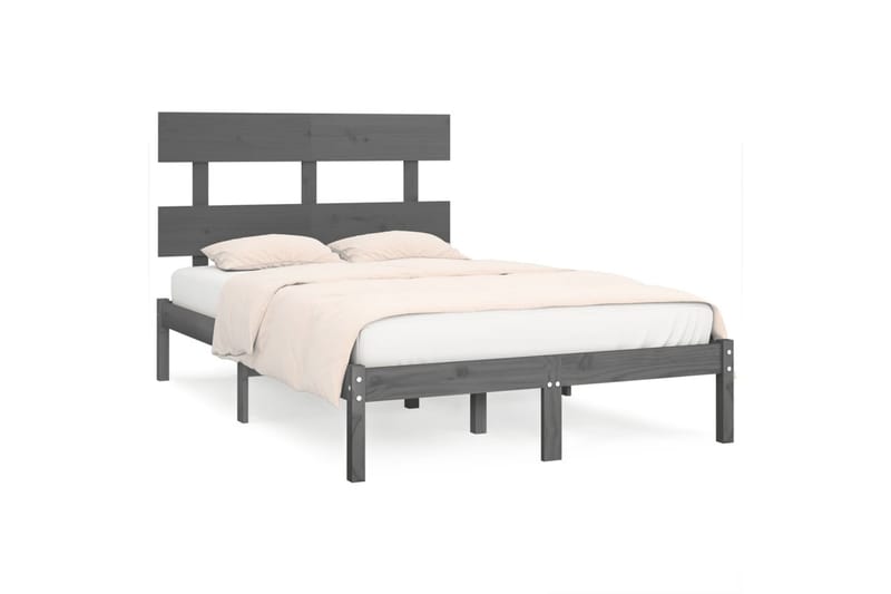 beBasic sengeramme 150x200 cm King Size massivt træ grå - GrÃ¥ - Møbler - Senge - Sengeramme & sengestel