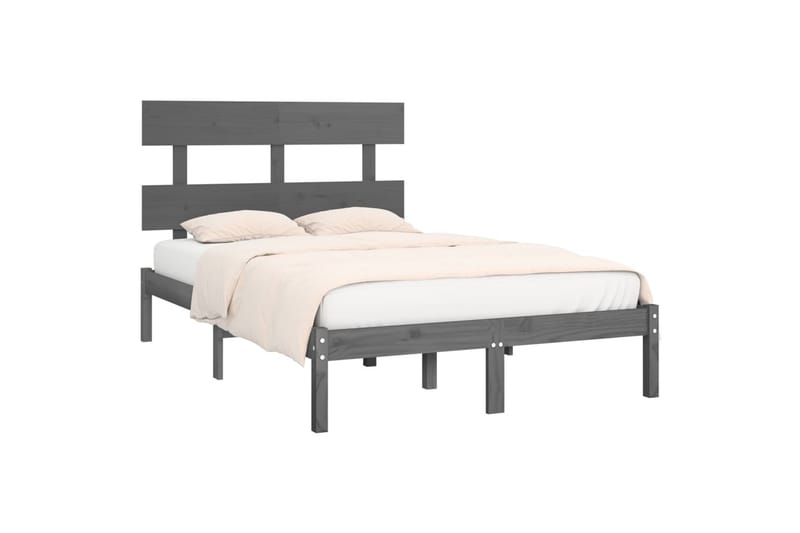 beBasic sengeramme 150x200 cm King Size massivt træ grå - GrÃ¥ - Møbler - Senge - Sengeramme & sengestel