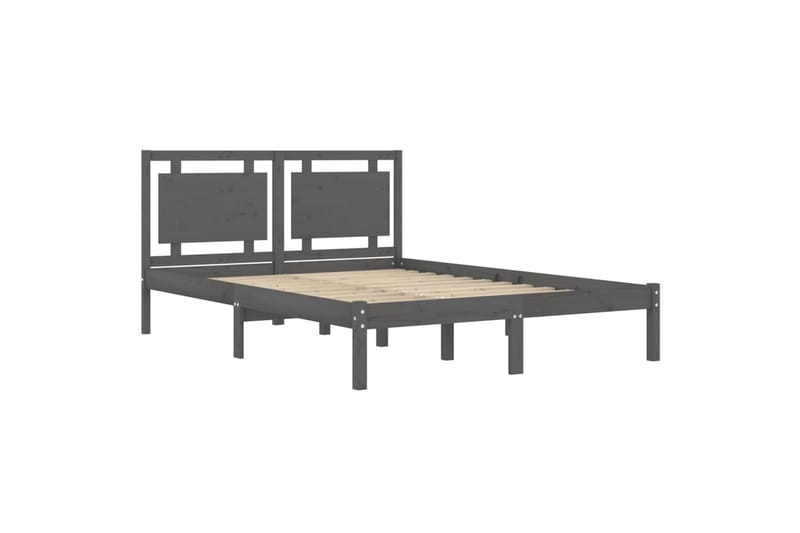 beBasic sengeramme 150x200 cm King Size massivt træ grå - GrÃ¥ - Møbler - Senge - Sengeramme & sengestel
