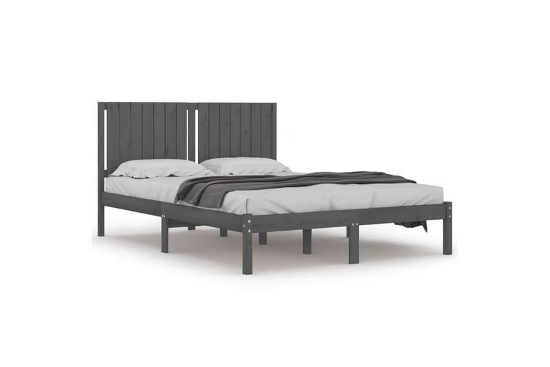 beBasic sengeramme 150x200 cm King Size massivt træ grå - GrÃ¥ - Møbler - Senge - Sengeramme & sengestel
